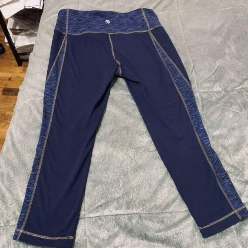 ATHLETA Womens Leggings Space Dye Splits REVELATION Capri Crop Blue Size XS